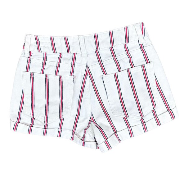 PacSun White Denim Red Striped Mom Shorts - Picture 2 of 5
